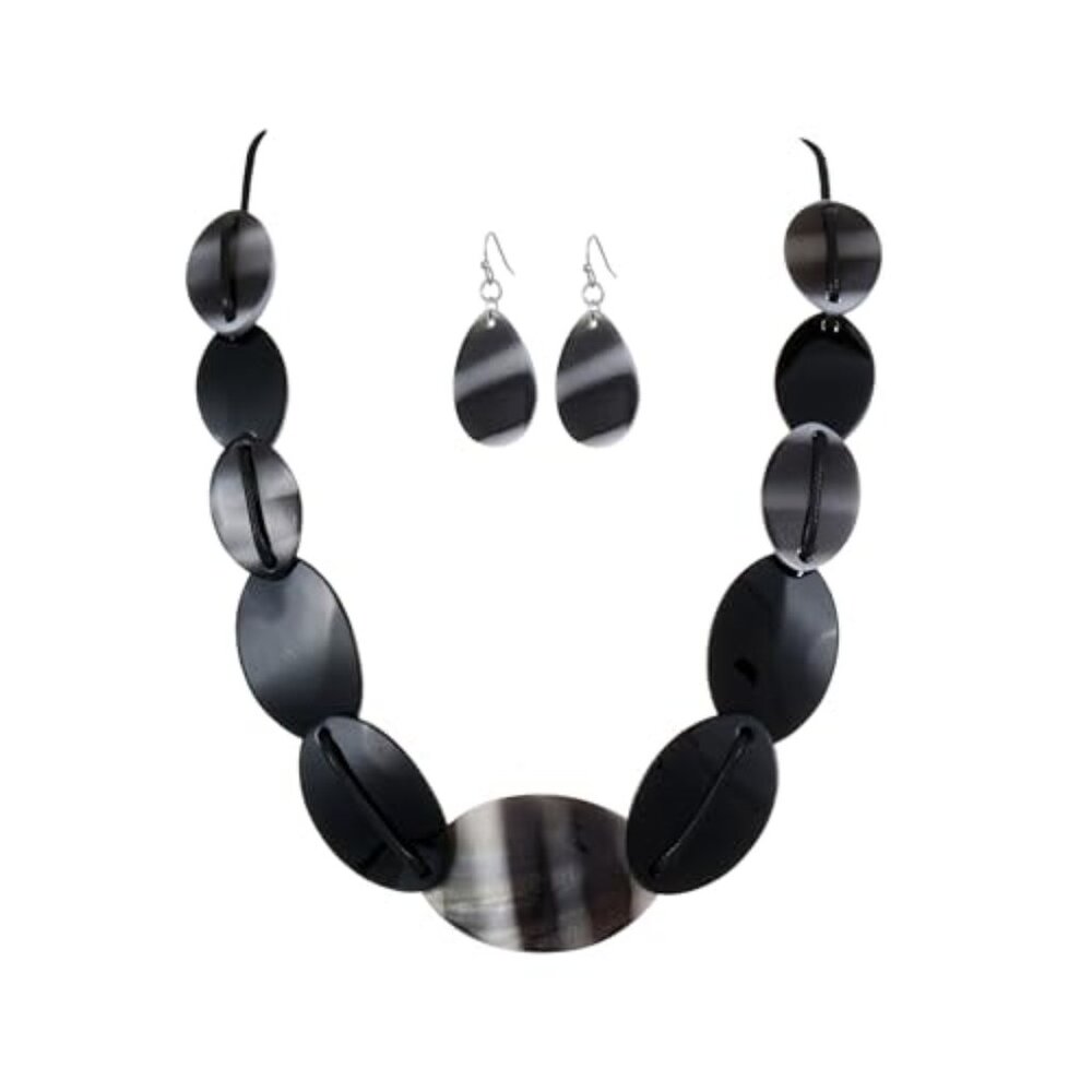 Chunky Geometric Statement Necklace Earrings Set … - image 2